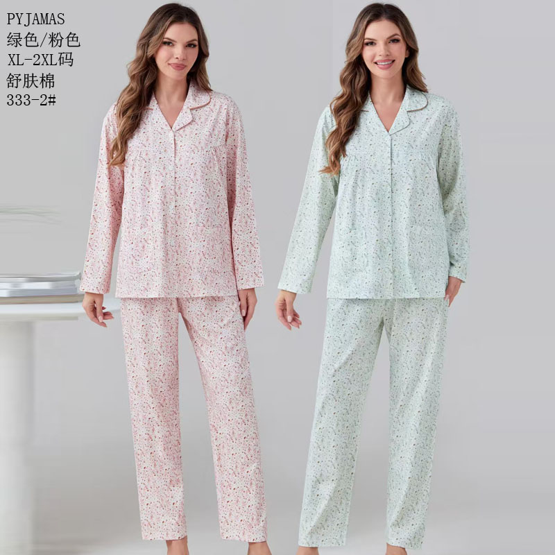 Soft cotton women's home wear and pajamas export PYJAMAS women's long-sleeved set export home wear winter new style imitation cotton pajamas sales and wholesale details Picture
