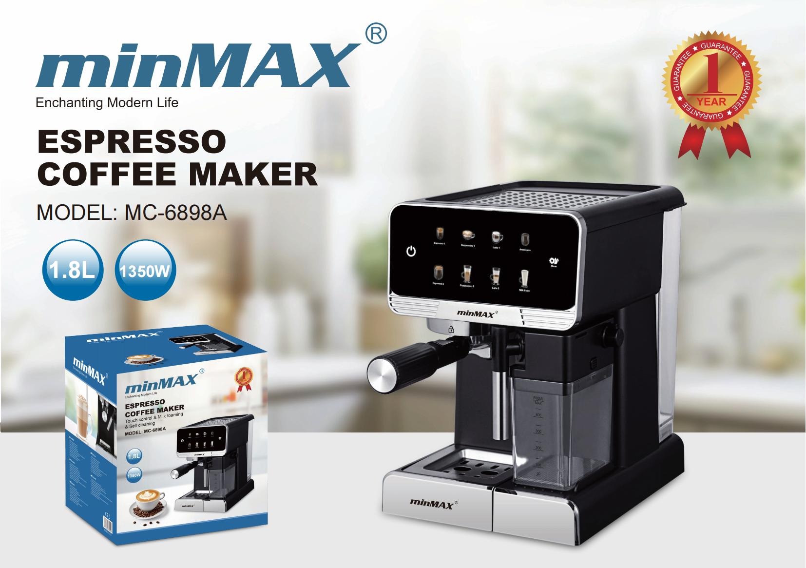 minMAX出口咖啡机家用多功能智能咖啡机高端电器精品咖啡设备6898A咖啡机