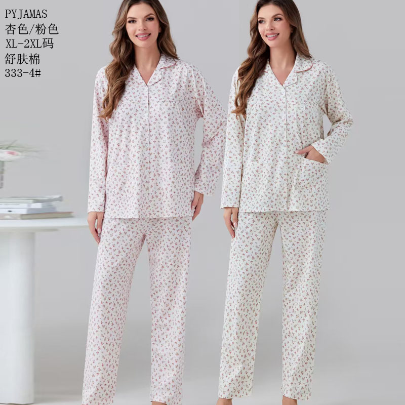 Soft cotton women's home wear and pajamas export PYJAMAS women's long-sleeved set export home wear winter new style imitation cotton pajamas sales and wholesale Application Scenario