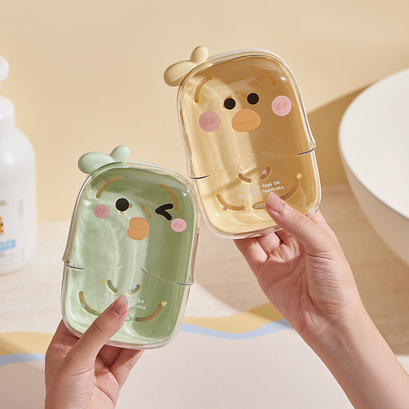 C97-9201 transparent double-layer high appearance level PET soap box, large-capacity water-draining student dormitory soap box Specification image