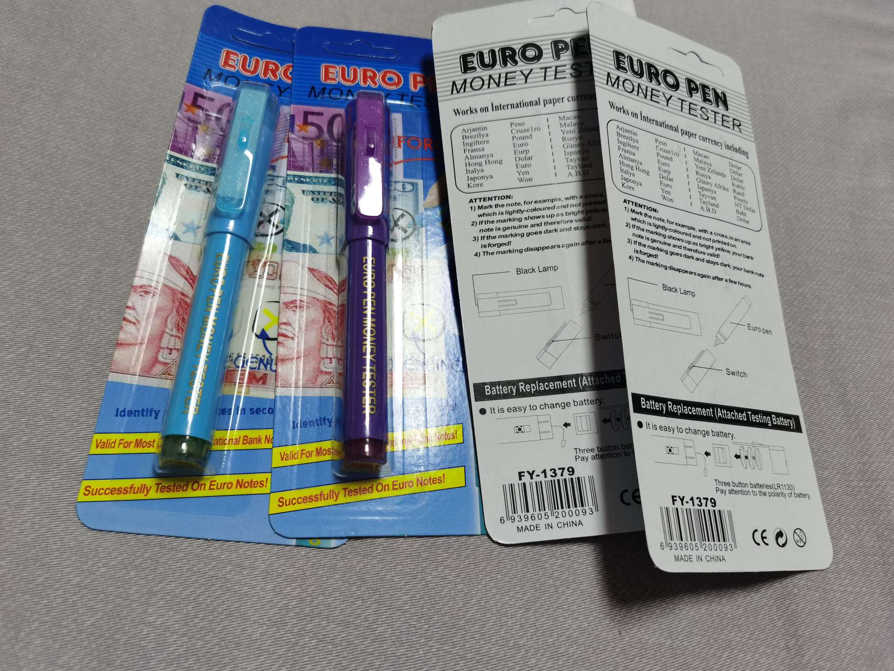 荧光笔带灯验钞笔水性笔辨别真假钱欧元美金UV紫外线灯辨别验钞笔 点钞机验钞机数钞机详情图9