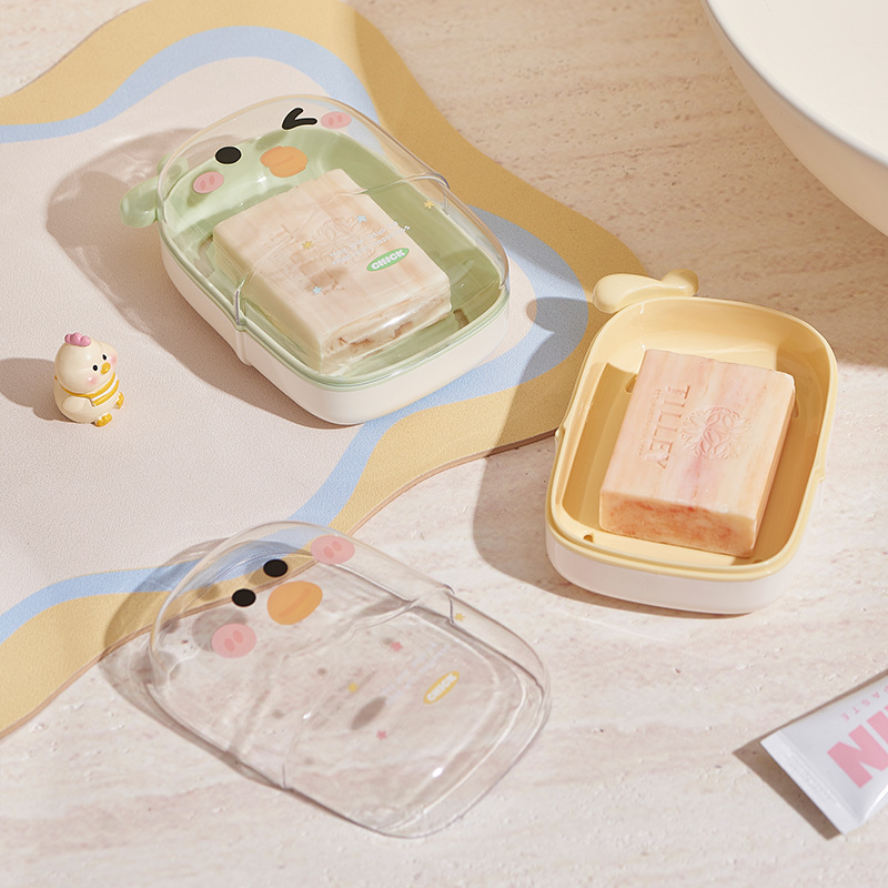 C97-9201 transparent double-layer high appearance level PET soap box, large-capacity water-draining student dormitory soap box detail image 2