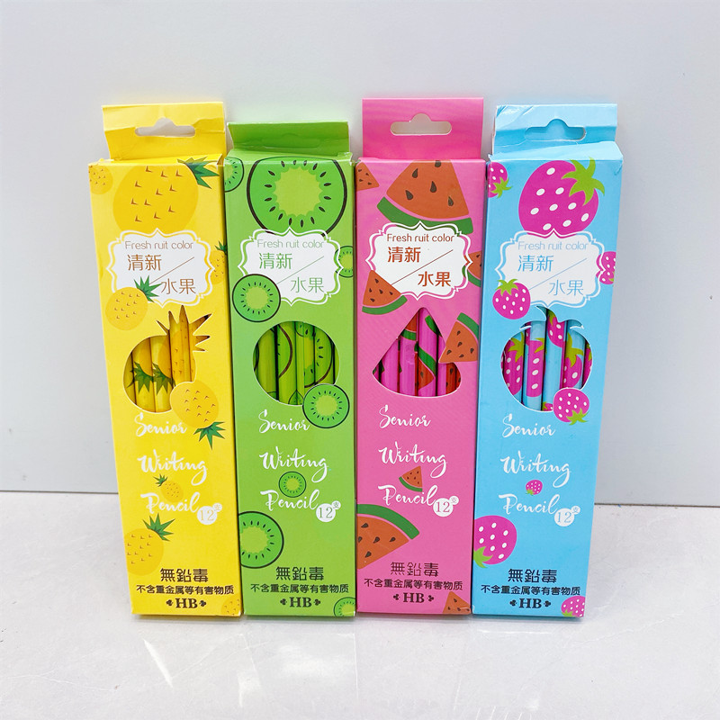 Fruit cartoon pencils, covered pencils, student writing erasers, HB pencils, eco-friendly pencils, wholesale from manufacturers thumbnail