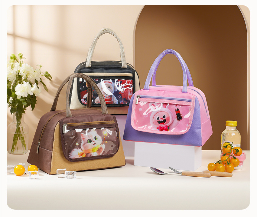 New trapezoidal lunch bag, fun pet bento bag for primary school students, small suitcase bag, children's pain bag, commuting insulated bag detail image 13