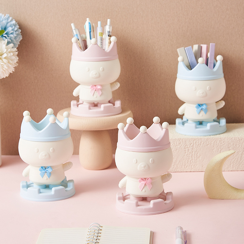 New product S81-387 Creative student dormitory desktop, popular crown pen holder, cute cartoon for students' birthdays