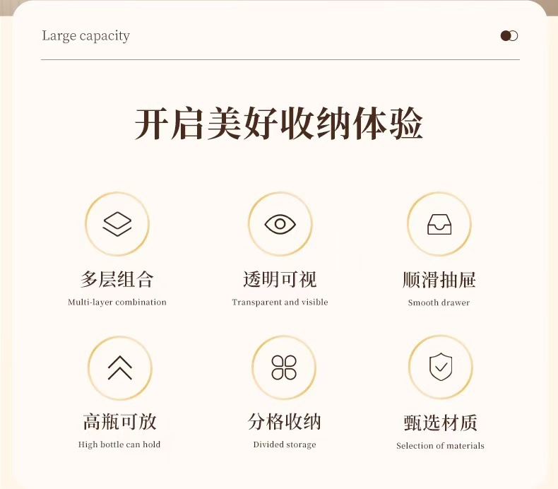 G13-2421-1桌面塑料收纳盒办公家用桌面塑料收纳盒办公化妆品收纳详情图2