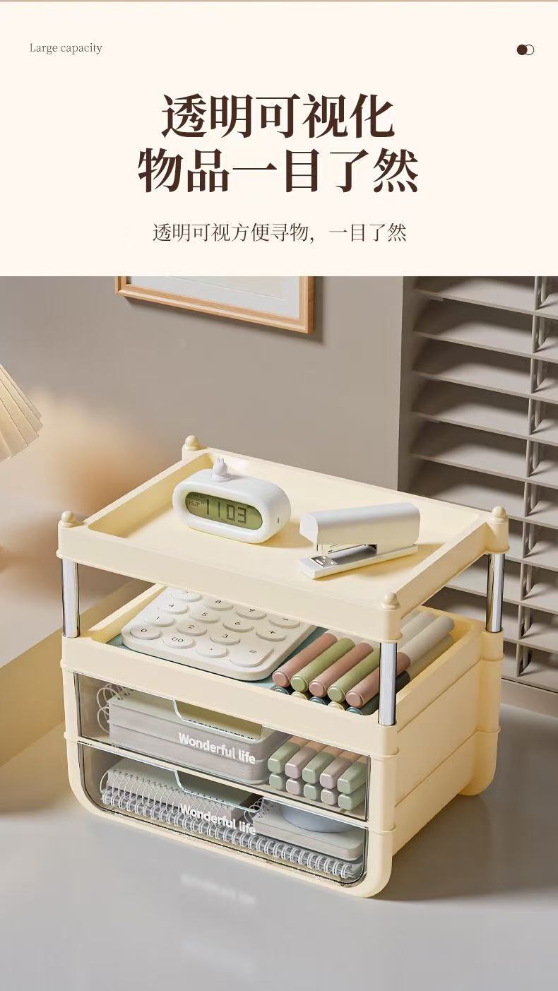 G13-2421-1桌面塑料收纳盒办公家用桌面塑料收纳盒办公化妆品收纳详情图5