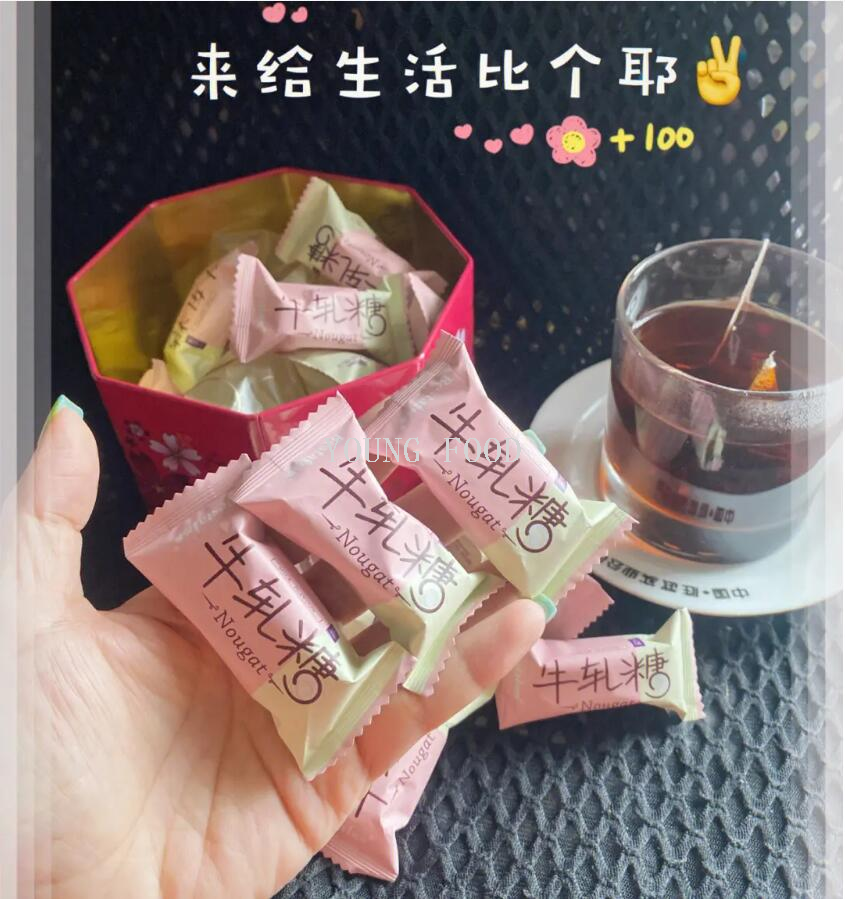 包邮零批！柏泰牛奶味牛轧糖八角礼盒200g手办穿戴甲时尚铁盒包装详情9