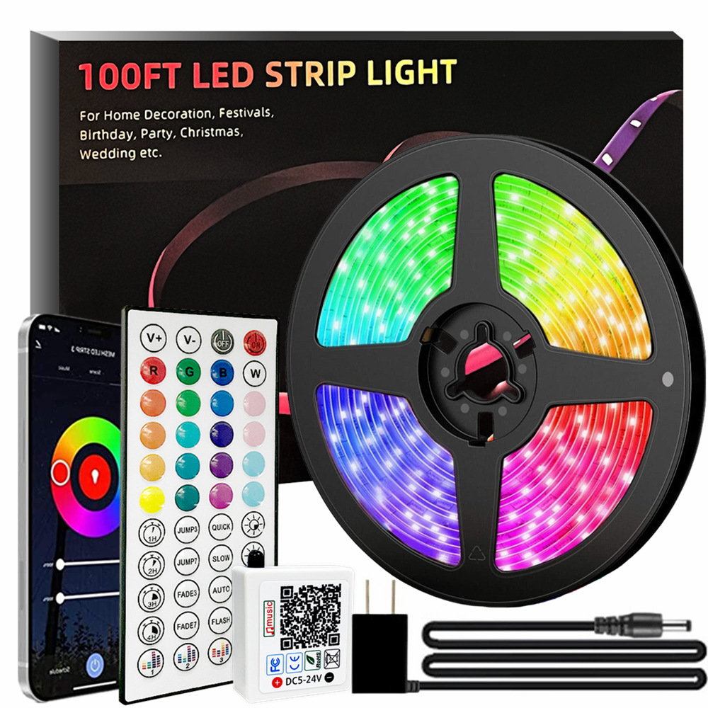 temu灯带袋装LED灯RGB灯带44键红外蓝牙七彩灯