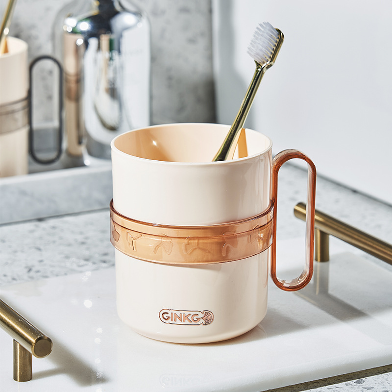 C64-522 Creative Round mouthwash Cup Plastic Ins-style couple Cute Toothbrush Cup set for student dormitory brushing details Picture