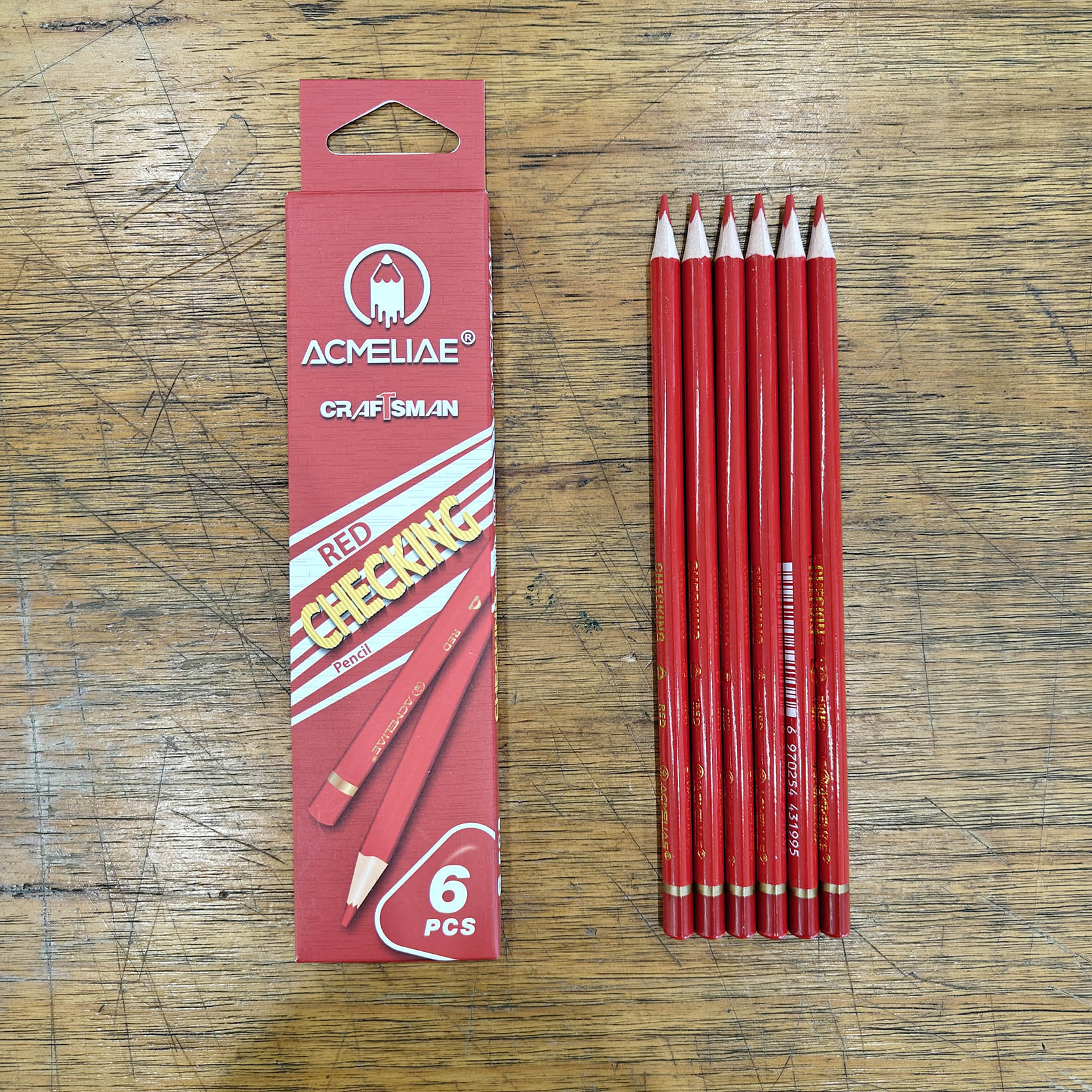 ACMELIAE CPR-06 6PCS Red Copy Pencil Checking Pencil 