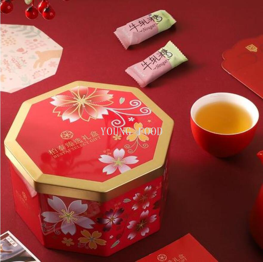 包邮零批！柏泰牛奶味牛轧糖八角礼盒200g手办穿戴甲时尚铁盒包装详情4