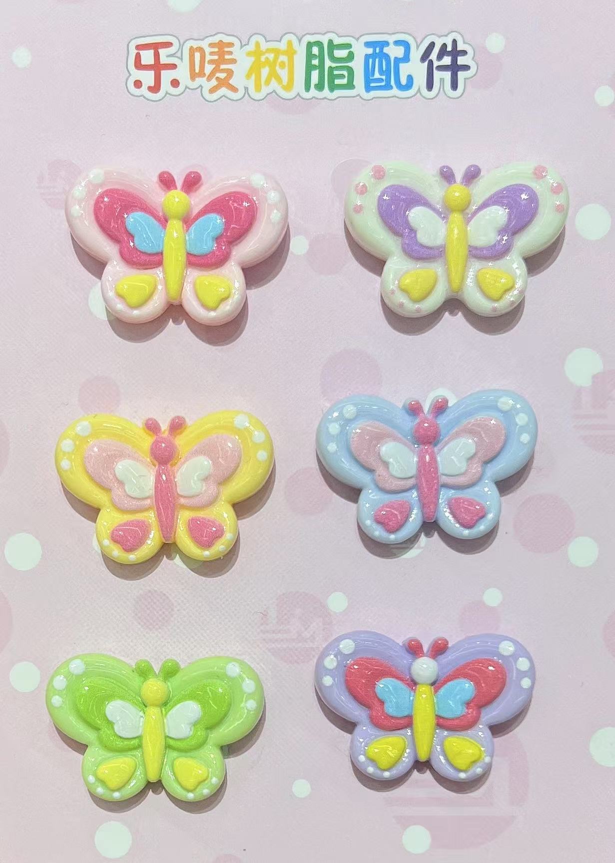 Cartoon diy resin accessories and ornaments, double-sided butterfly cream glue hair clips, phone cases, shoe buckles, keychains, pendant accessories Specification image