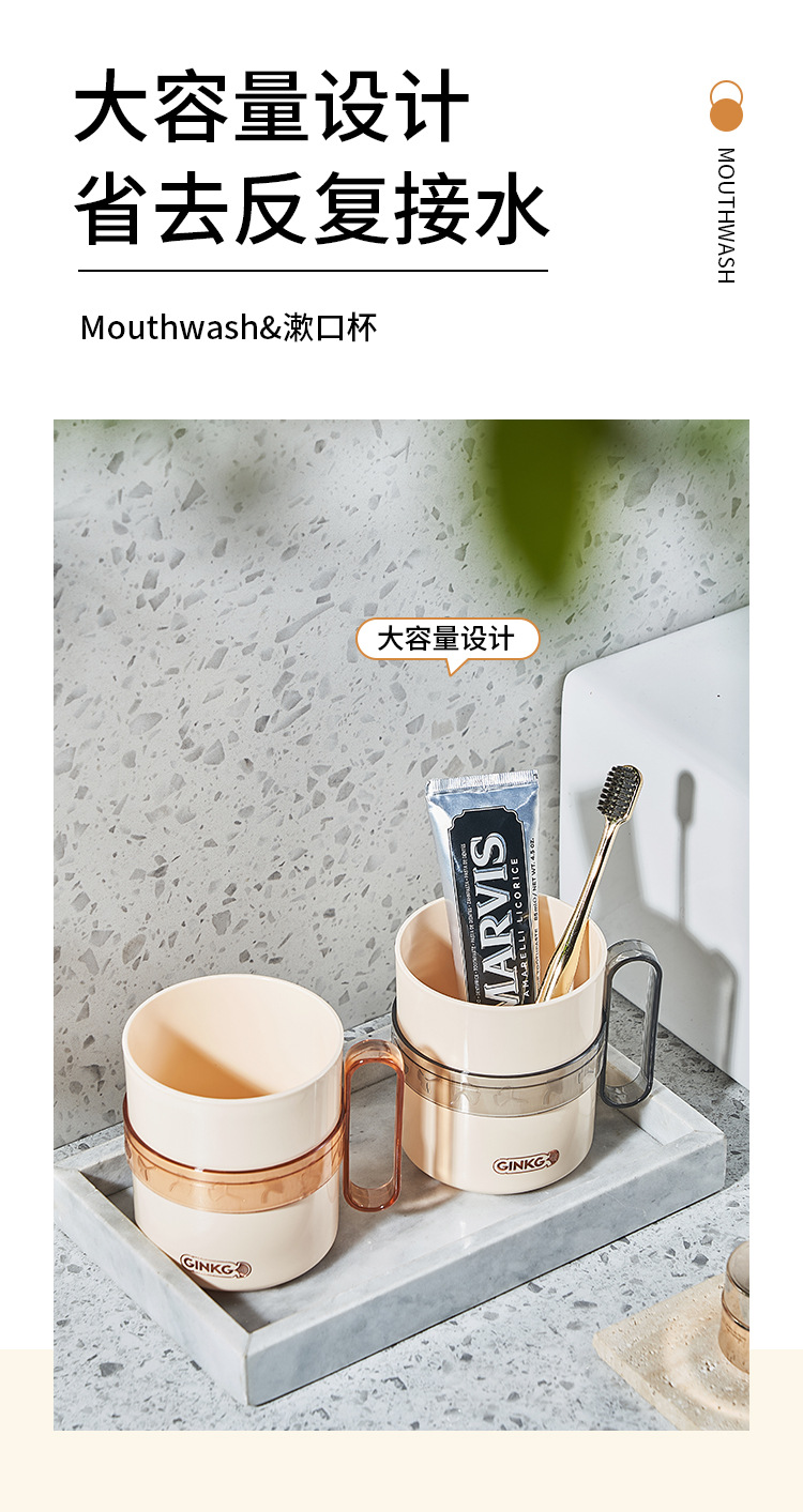 C64-522 Creative Round mouthwash Cup Plastic Ins-style couple Cute Toothbrush Cup set for student dormitory brushing detail image 4