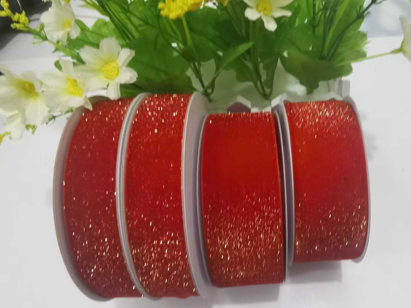 各规格彩葱绒带红丝绒渐变银丝彩葱绒带葱绒带