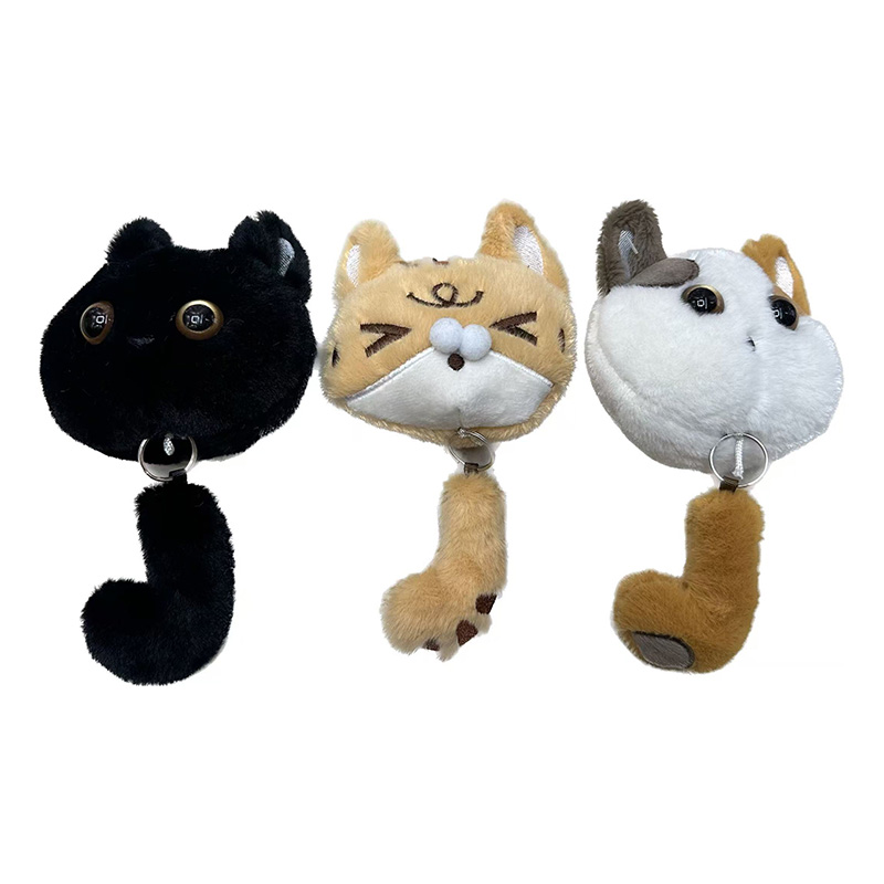 Tail-pulling cat animal plush toys, creative dolls, cartoon accessories, plush figurines, keychains, cloth dolls, cute decorative gifts, claw machine factory direct sales Item Picture