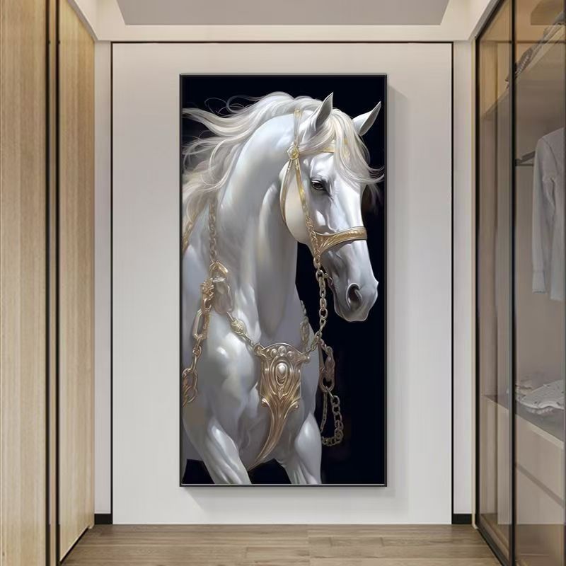 马到成功骏马现代简约轻奢入户玄关过道