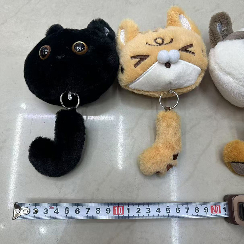 Tail-pulling cat animal plush toys, creative dolls, cartoon accessories, plush figurines, keychains, cloth dolls, cute decorative gifts, claw machine factory direct sales Specification image