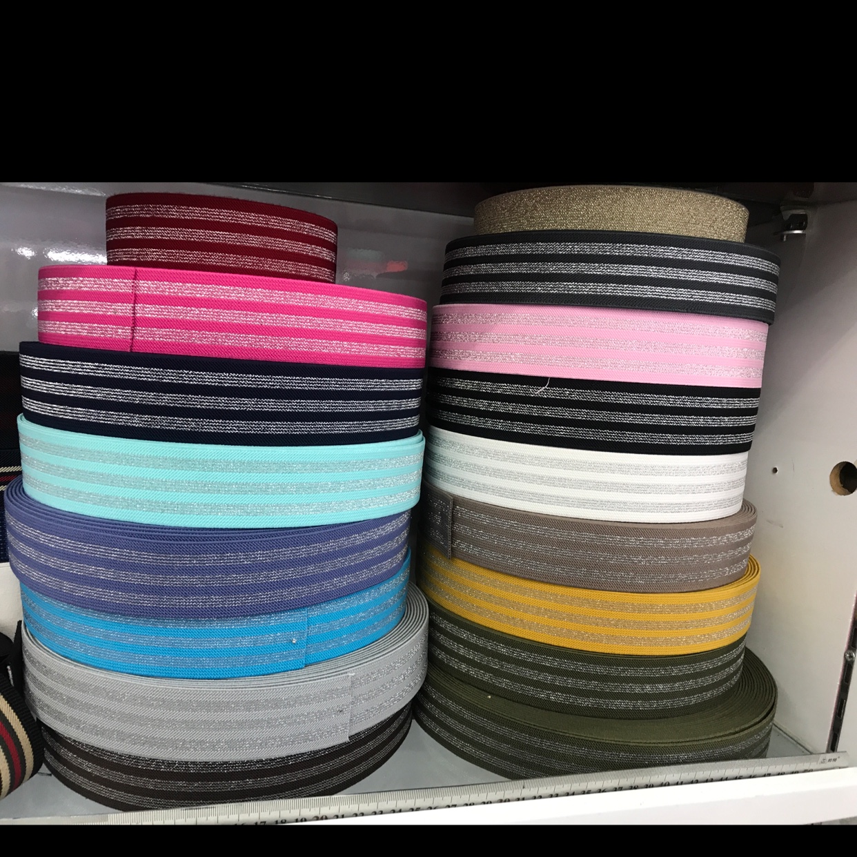 顶盛织带 斜纹加银丝订单15种颜色厂家直销