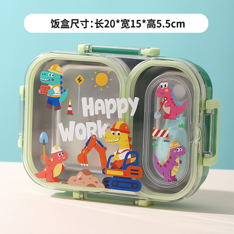 J35-7163 Children's cartoon 304 stainless steel lunch box, student lunch box with tableware, camping and outdoor detail image 8