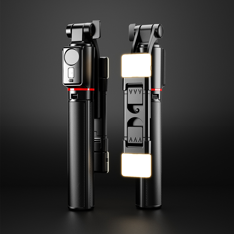 Wholesale of cross-border mini selfie sticks, Bluetooth extended lighting, mobile live streaming stands, all-in-one telescopic tripods details Picture