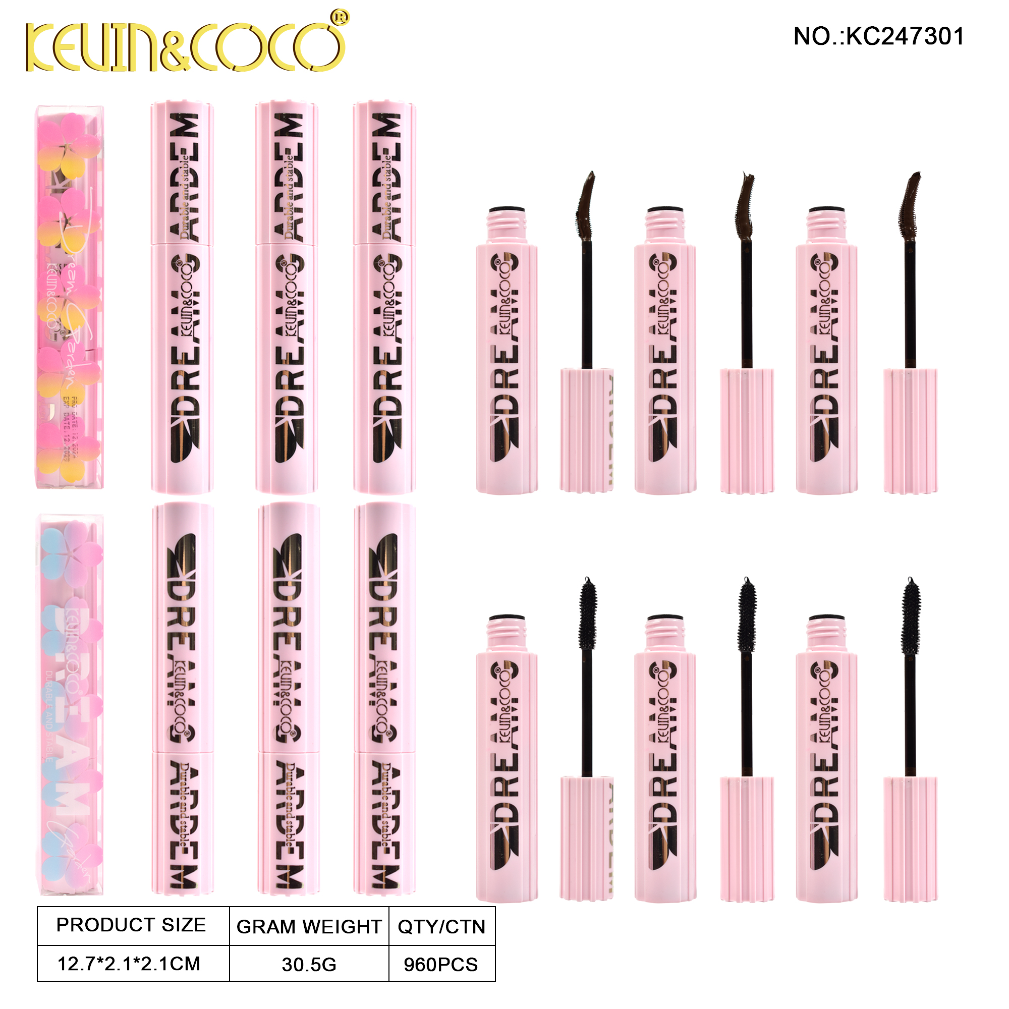 KEVIN&COCO Waterproof, Slender, Curly and non-smudge mascara cream Item Picture