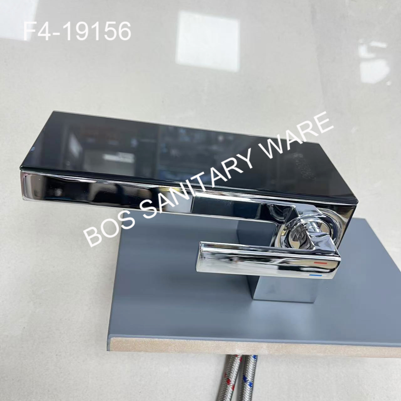New waterfall water outlet digital display faucet, household low-profile high-end storage flat basin, cream white faucet
