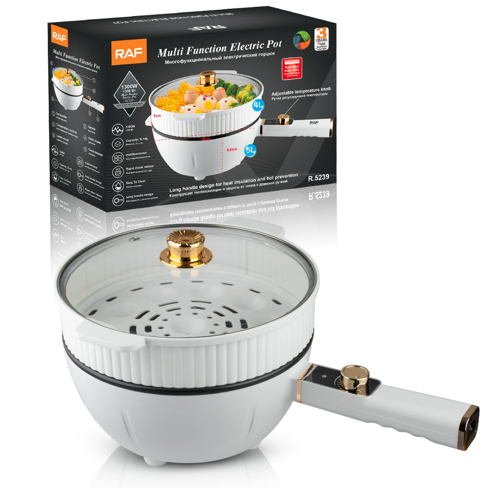 RAF European standard cross-border household plug-in electric stir-frying pan, integrated non-stick pan with steamer, multi-functional large-capacity electric stir-frying pan details Picture