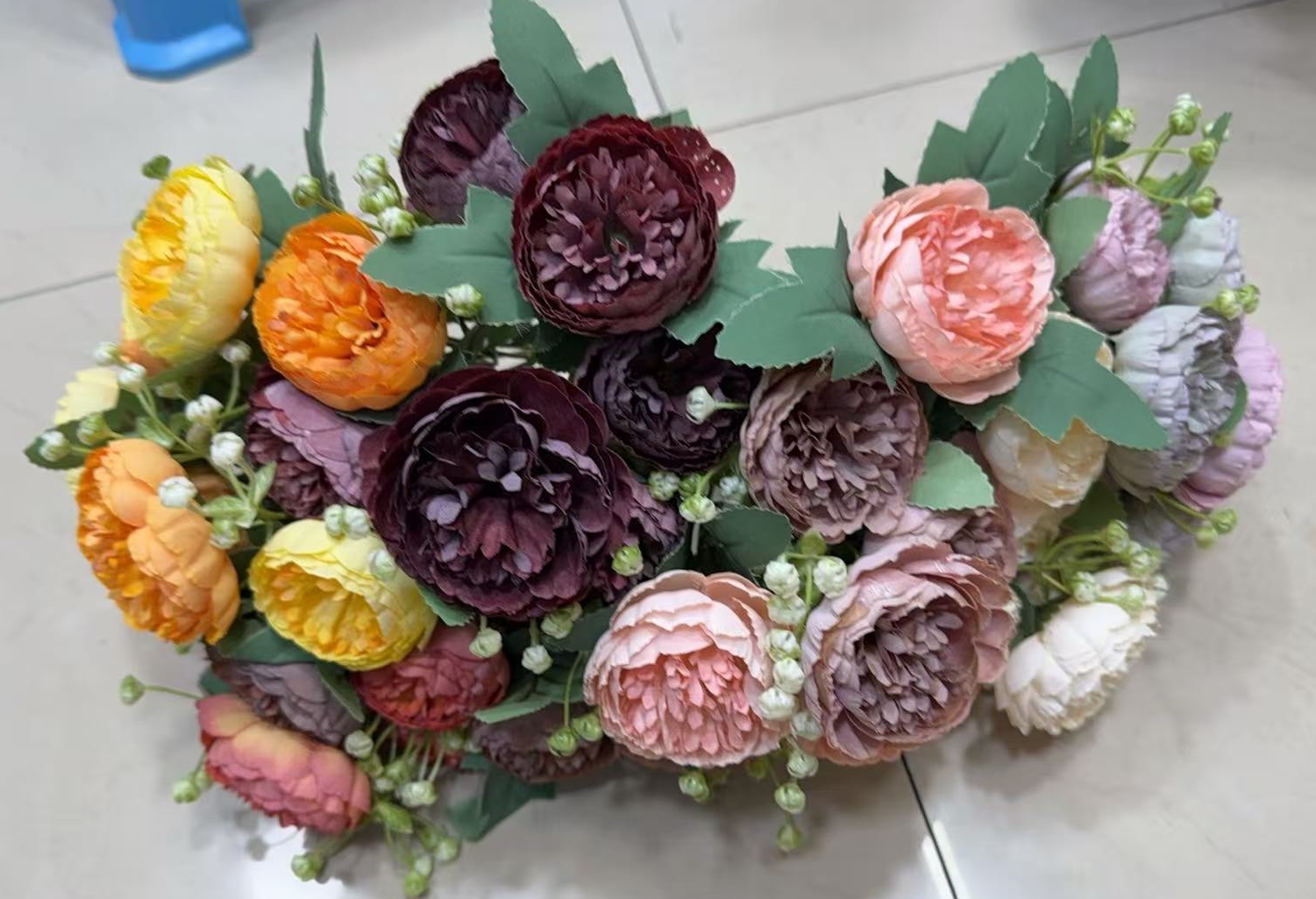 仿真手捧花满天星玫瑰婚庆蝴蝶结婚礼布置婚礼用花装饰品 YL2025-60