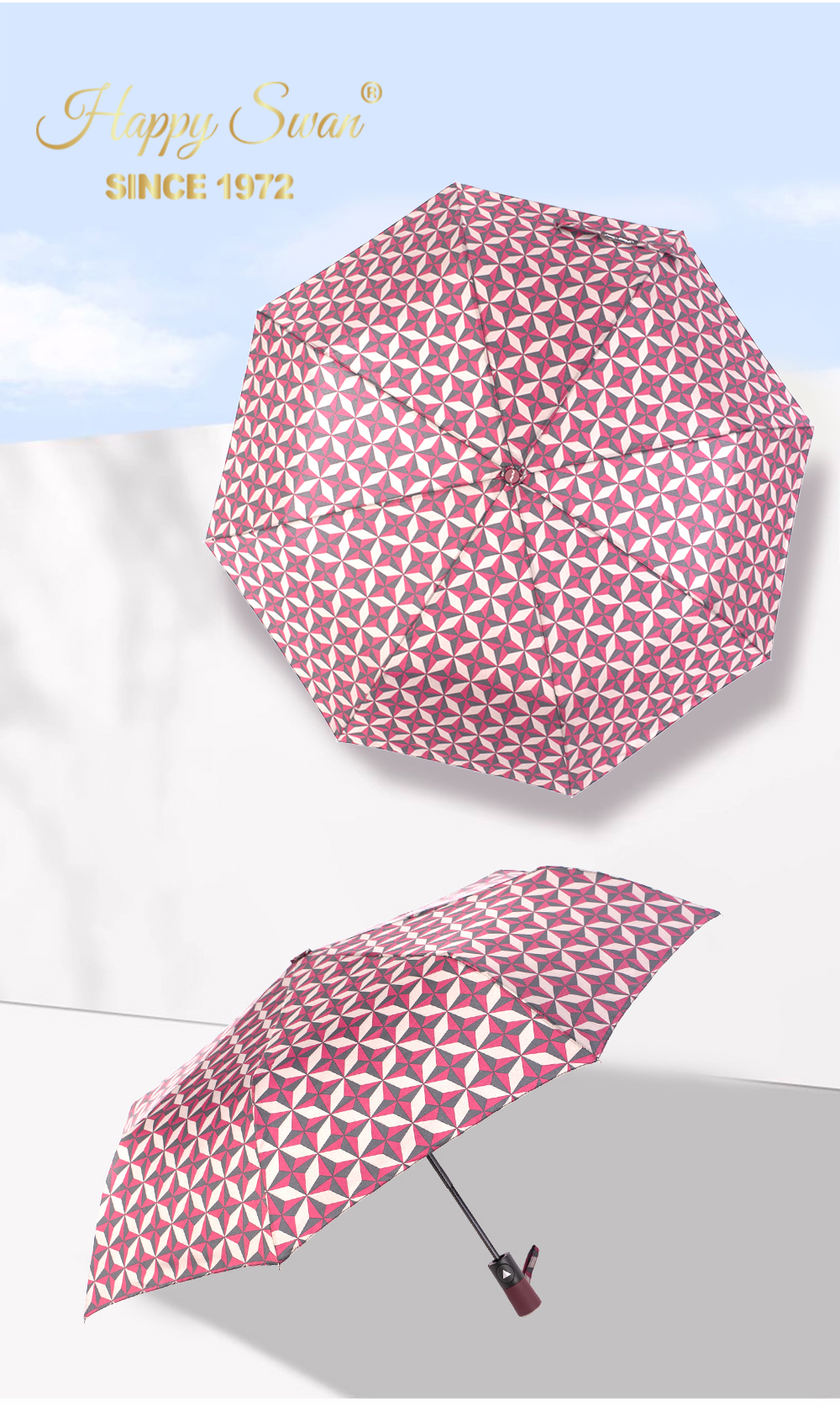 星宝伞3561A格纹半自动雨伞防风晴雨伞三折外贸雨伞抗风雨伞详情12