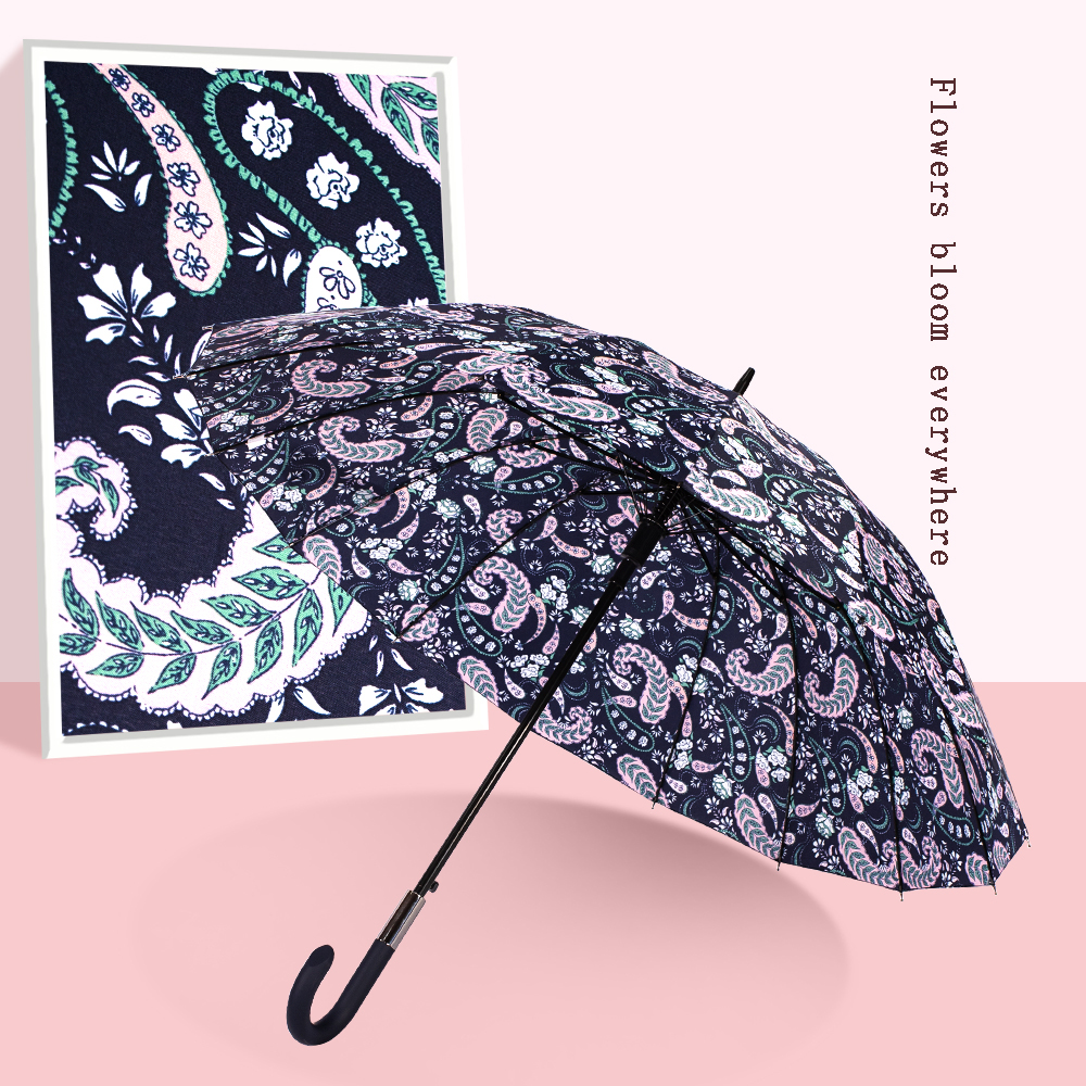 Xingbao Umbrella 1401 Long Umbrella Flower 16-bone Umbrella Curved Hook Handle Umbrella Long Handle Umbrella Wholesale Large umbrella Application Scenario