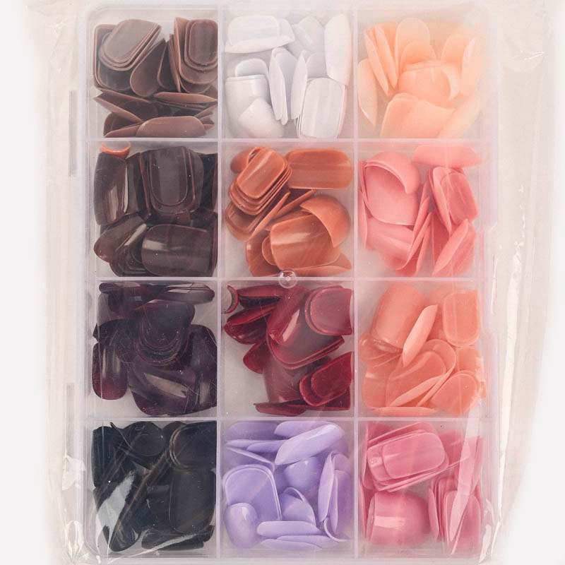 美甲片纯色指甲片跨境亚马逊货源指甲贴片12色盒装亮面甲片288片