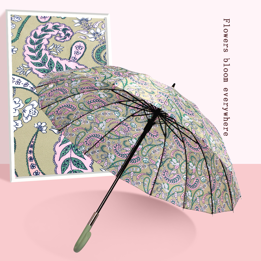 Xingbao Umbrella 1401 Long Umbrella Flower 16-bone Umbrella Curved Hook Handle Umbrella Long Handle Umbrella Wholesale Large umbrella Item Picture