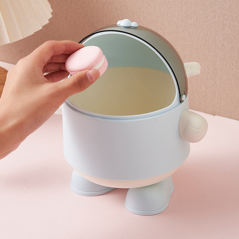 S81-386 Cute Trash can Flip Lid Storage box with lid mini trash can for home desktop clutter storage detail image 2