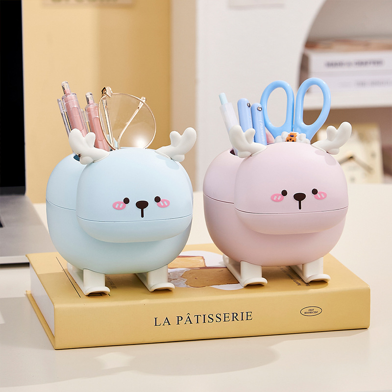 S81-394 Creative Pen Holder Cartoon Multi-functional Desktop Storage Box, student office and Study stationery storage bucket details Picture