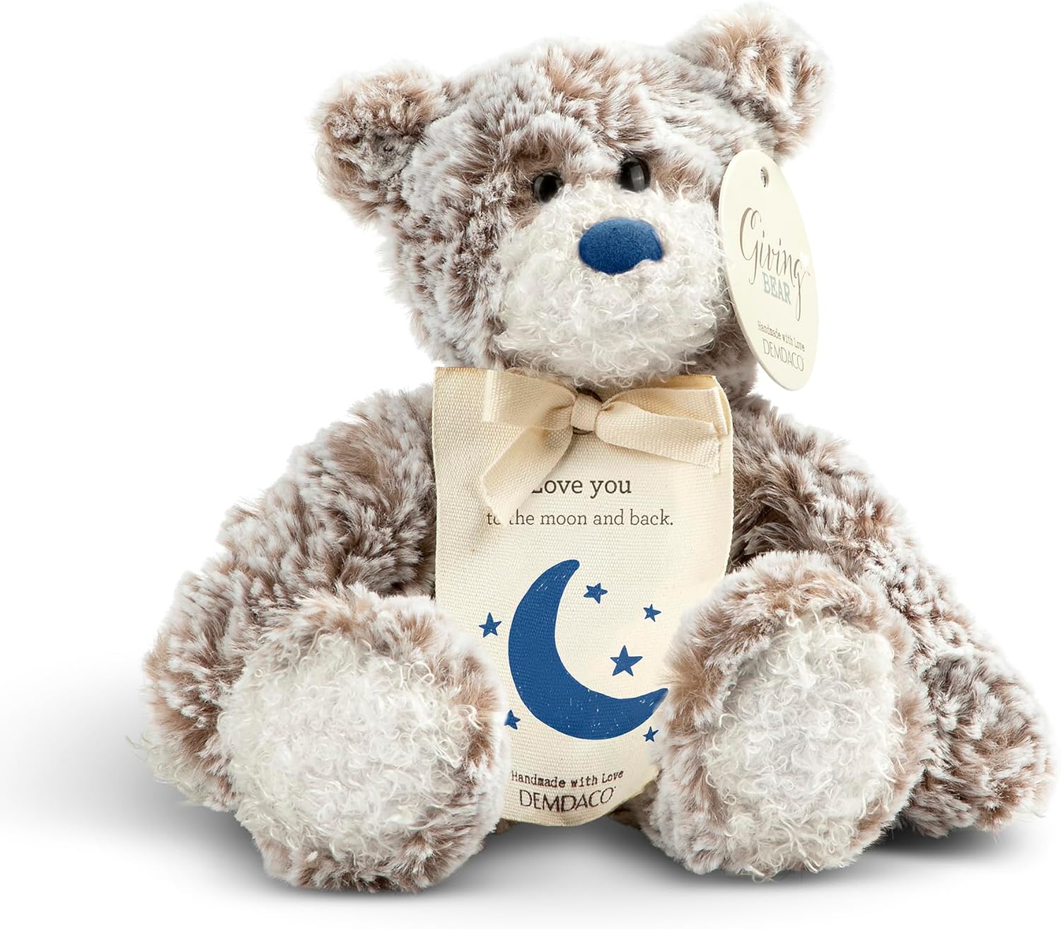 扎染棕色坐姿泰迪熊含手写布细腻手感填充物足