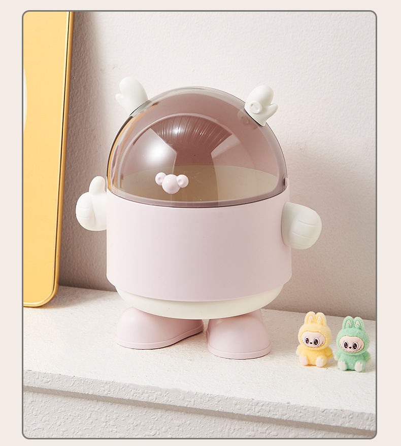S81-386 Cute Trash can Flip Lid Storage box with lid mini trash can for home desktop clutter storage detail image 9