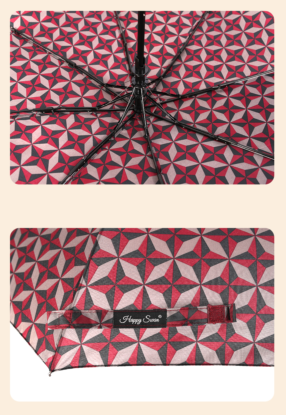 星宝伞3561A格纹半自动雨伞防风晴雨伞三折外贸雨伞抗风雨伞详情16