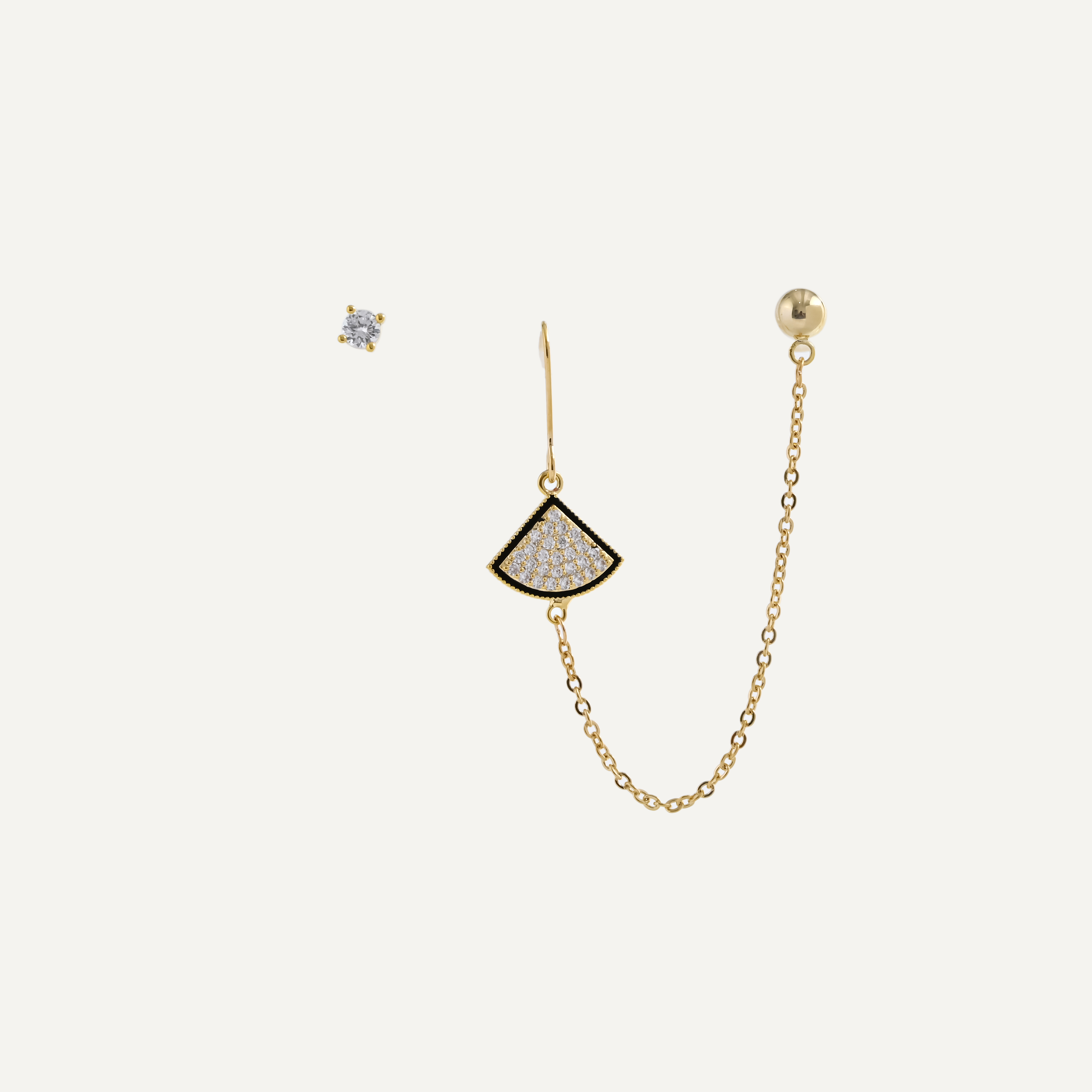Exquisite and light luxury copper plated with real gold and set with zircon 925 silver needle, personalized design of ear studs and ear hangers, fashionable ear studs and earrings Application Scenario