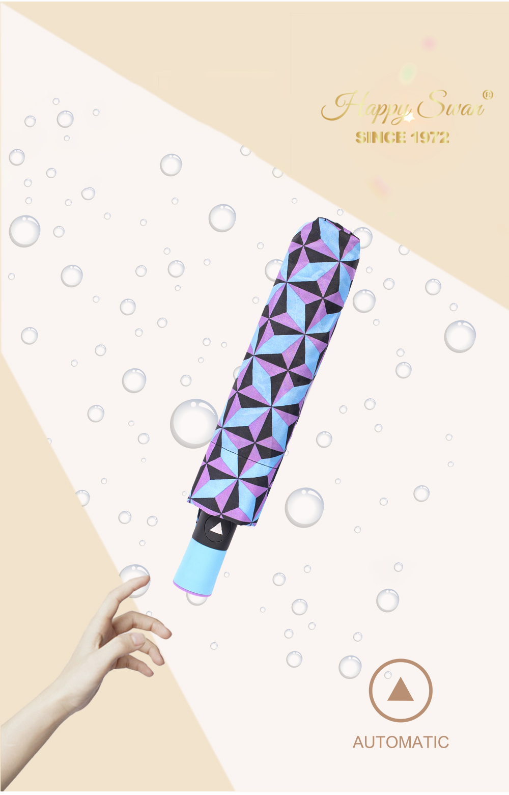 星宝伞3561A格纹半自动雨伞防风晴雨伞三折外贸雨伞抗风雨伞详情9