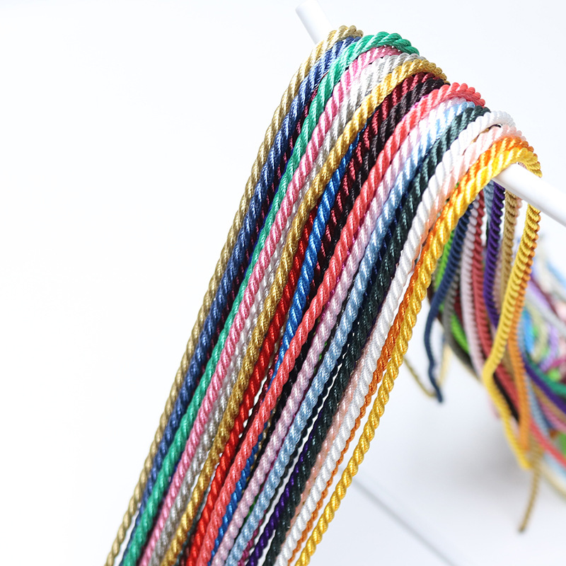 Wanshun band high-density 5mm polyester three-strand tassel drawstring pocket bracelet, 3mm colored binding rope, multi-size rope