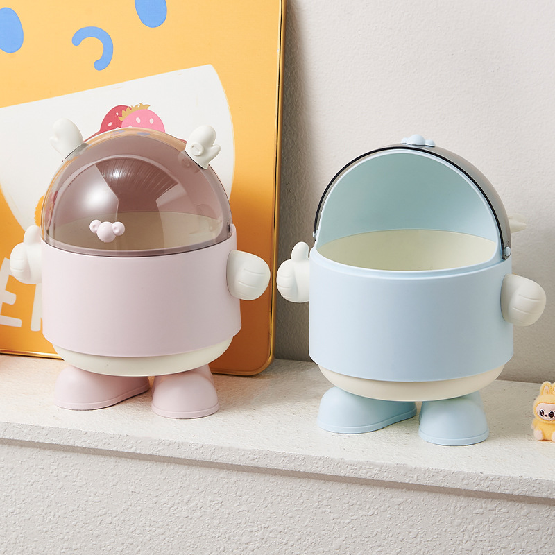 S81-386 Cute Trash can Flip Lid Storage box with lid mini trash can for home desktop clutter storage