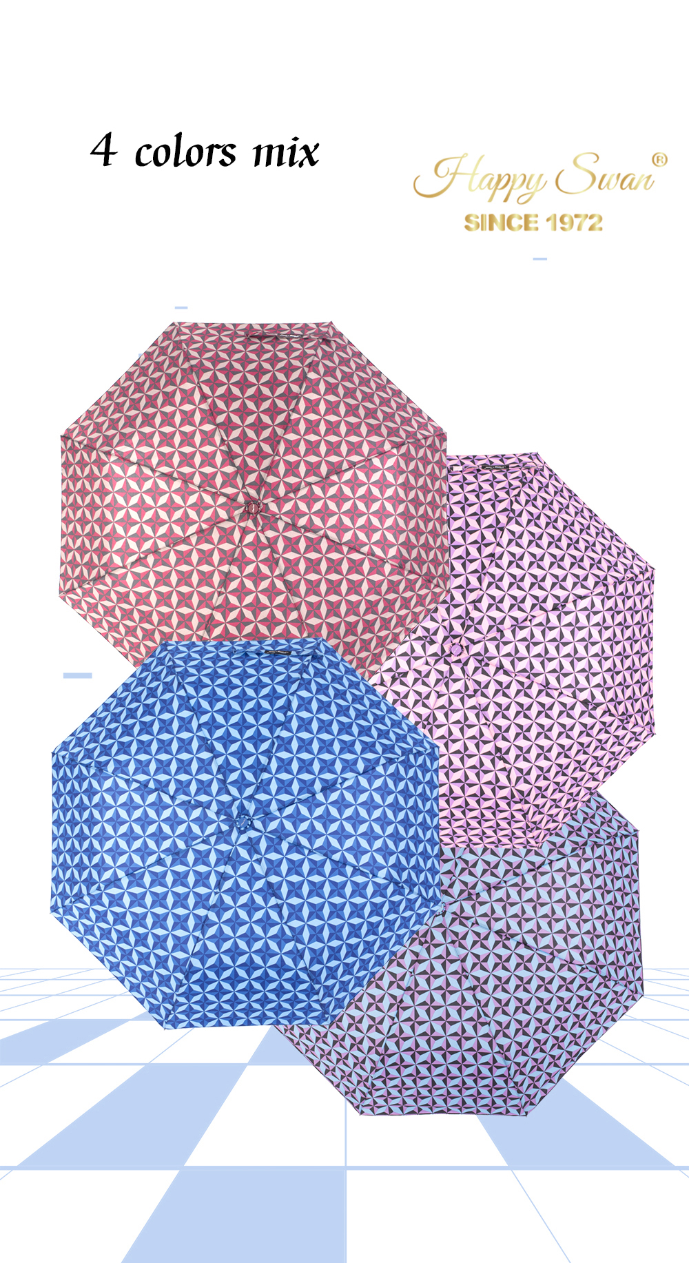 星宝伞3561A格纹半自动雨伞防风晴雨伞三折外贸雨伞抗风雨伞详情11