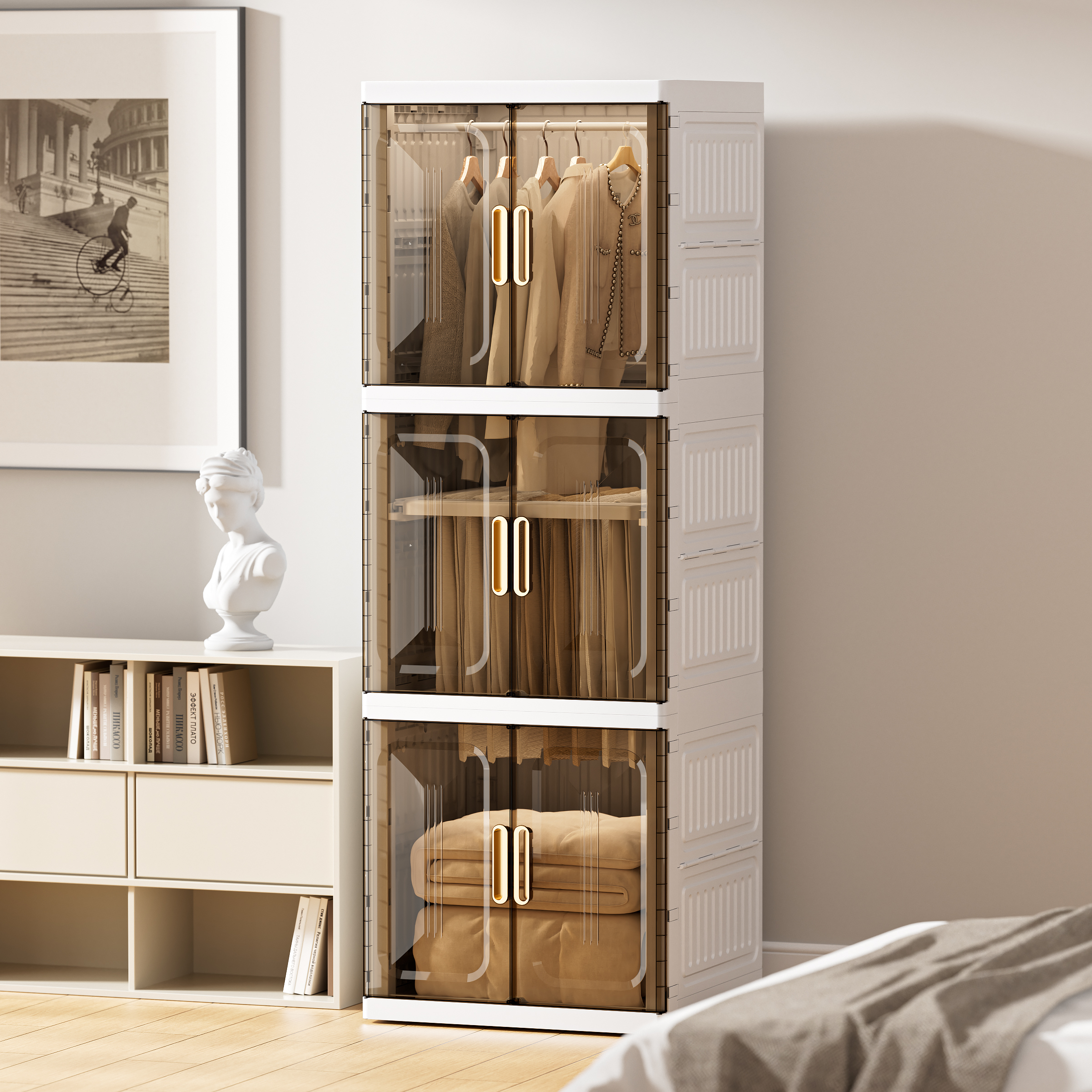 2025新款环形把手可移动折叠收纳塑料衣柜【更多规格欢迎进店咨询】