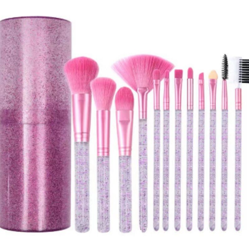High-end series makeup brush, eyeshadow stick, blush brush, makeup brush, dual-purpose eyebrow brush, transparent rose red Specification image