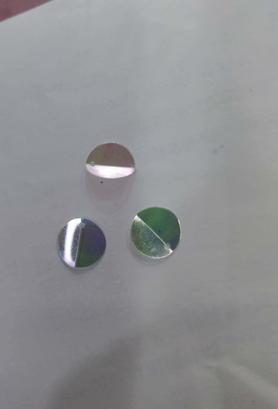 12mm folding and hanging iridesy AB sequin, suitable for earrings, floral decorations, shoe accessories, tassels, toys, handicrafts and other series of sequin accessories, pet eco-friendly, Jincan 152 Specification image