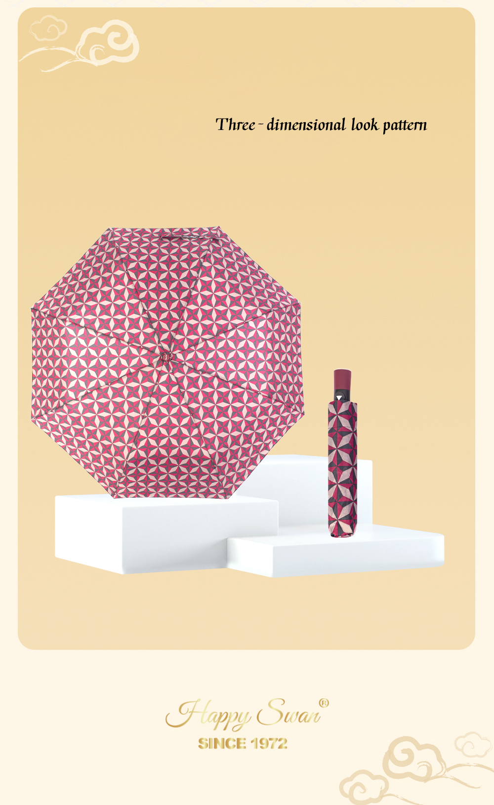 星宝伞3561A格纹半自动雨伞防风晴雨伞三折外贸雨伞抗风雨伞详情4