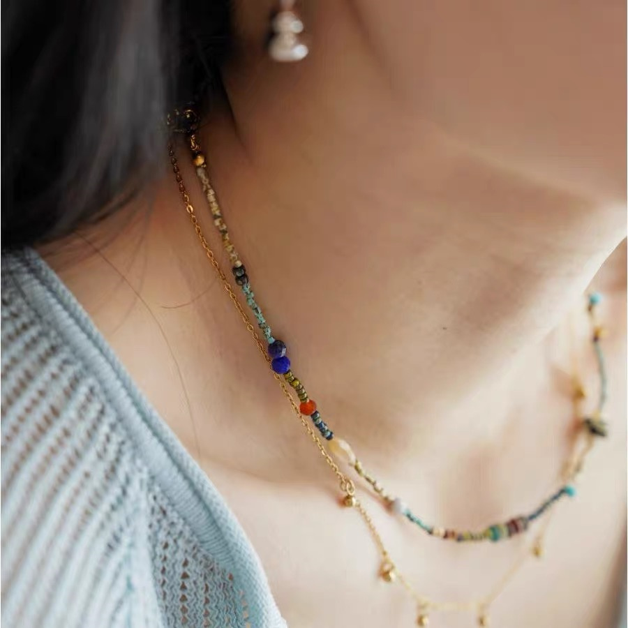 项链/不锈钢项链/珍珠项链/银饰/锆石项链白底实物图