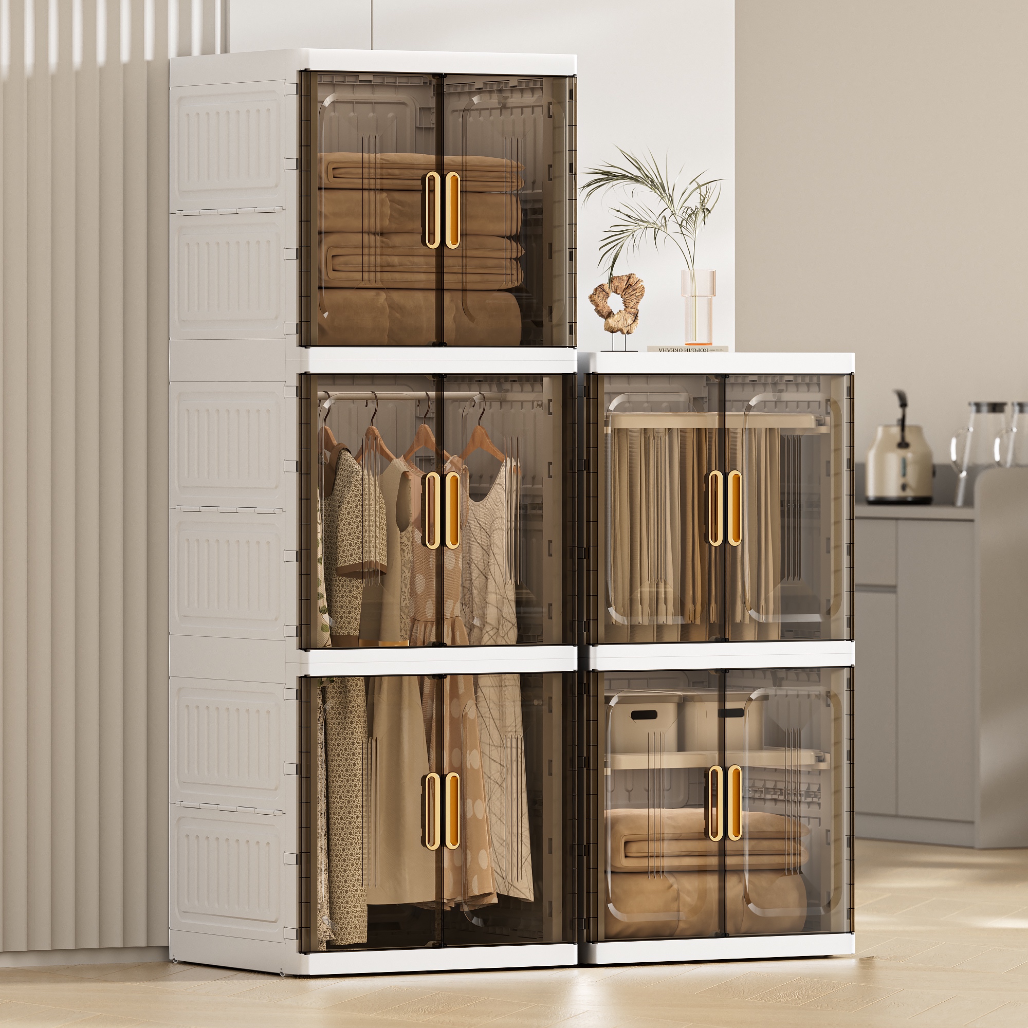 收纳柜/收纳柜塑料/折叠收纳柜/折叠柜/美甲桌四斗柜产品图