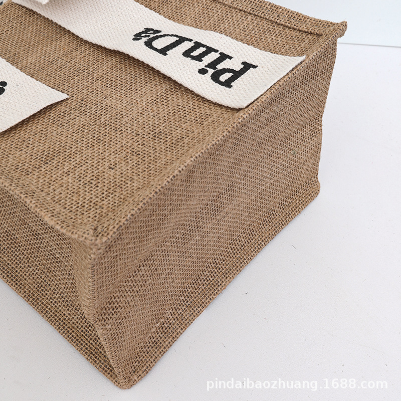 麻布字母手提袋源头工厂现货现代风黄麻购物袋精致收纳袋多型可选详情图4